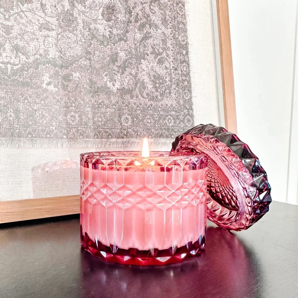 NEW Eloise Z Galleries Large Rose Glass Jar Candle price firm